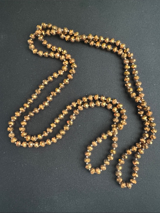 Jewelry - Copper Faceted Bead Long Necklace - Shimmering Copper Layering Strand